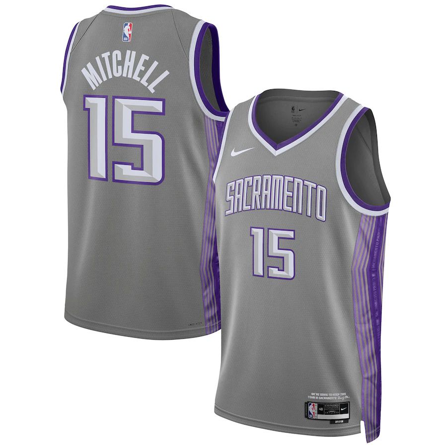 Men Sacramento Kings #15 Davion Mitchell Nike Anthracite City Edition 2022-23 Swingman NBA Jersey->customized nba jersey->Custom Jersey